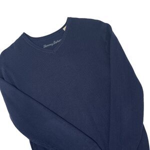 Tommy‎ Bahama Men's Navy Ribbed Cotton V-Neck Textured Sweater Size Medium